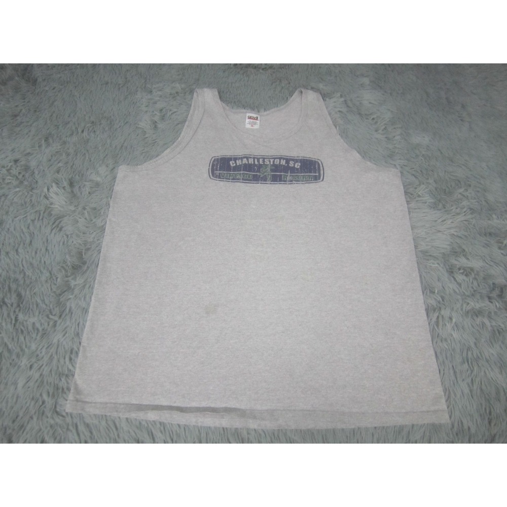 Charleston SC Shirt Mens XL Gray Tank Top Vintage Resort Souvenir Anvil